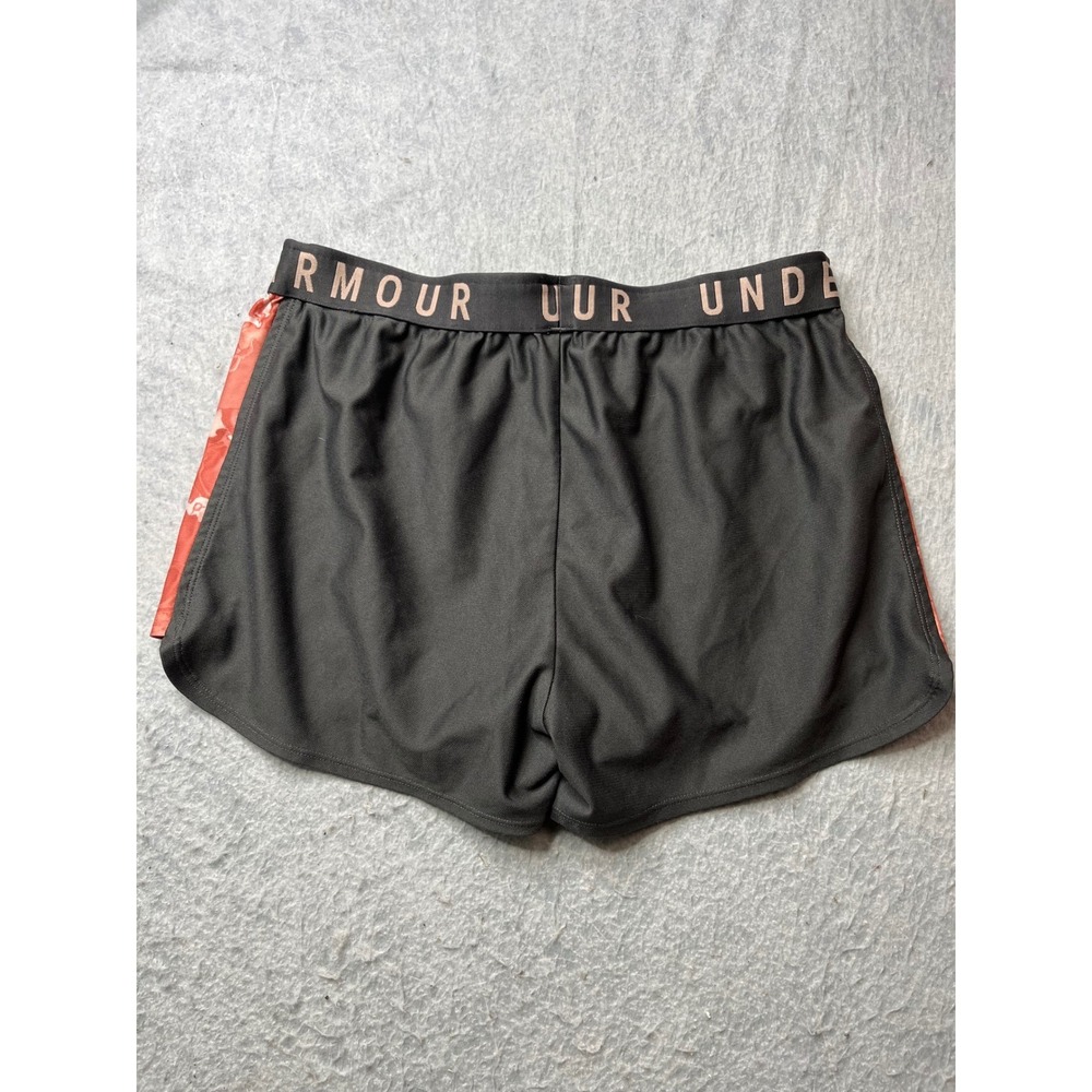 Under Armour Women's Gray Athletic Shorts Pink Floral Print Waistband Logo Sz M‎ - Picture 2 of 4